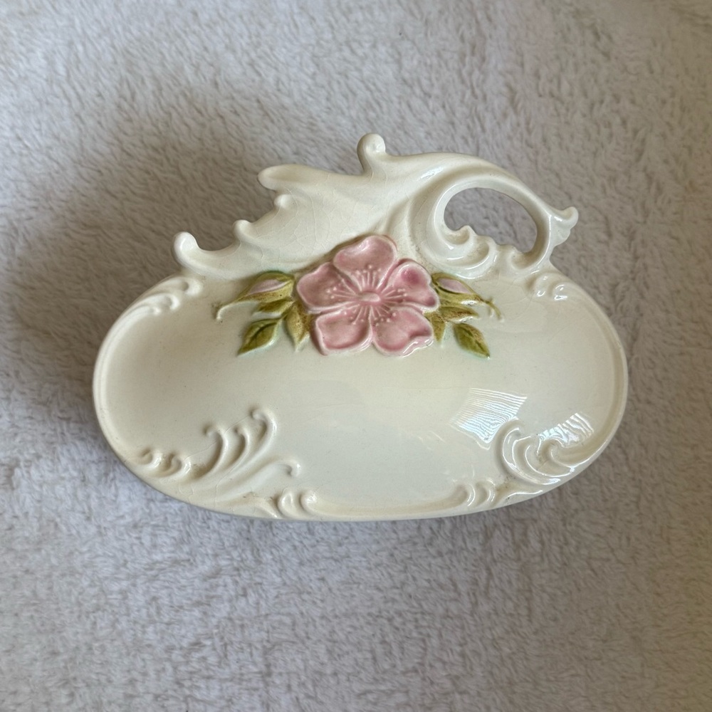 Vintage Jamar Mallory Floral Ceramic Lidded Tray Pink Shabby Chic Cottage Decor